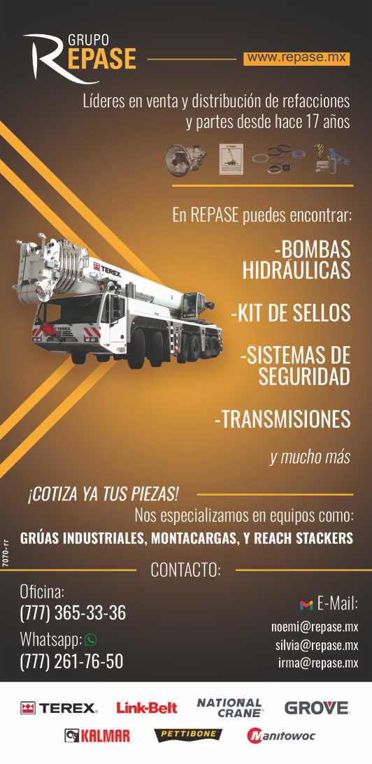 Venta y Distribucion de Refacciones y Partes. Bombas Hidraulicas, Kit de Sellos, Sistemas de Seguridad, Transmisiones. Especialistas en Gruas Industriales, Montacargas y Reach Stackers.